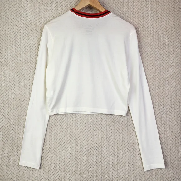 Nike Crop Top Long Sleeve White Shirt Women's L NWT MSRP $45 - Picture 2 of 10